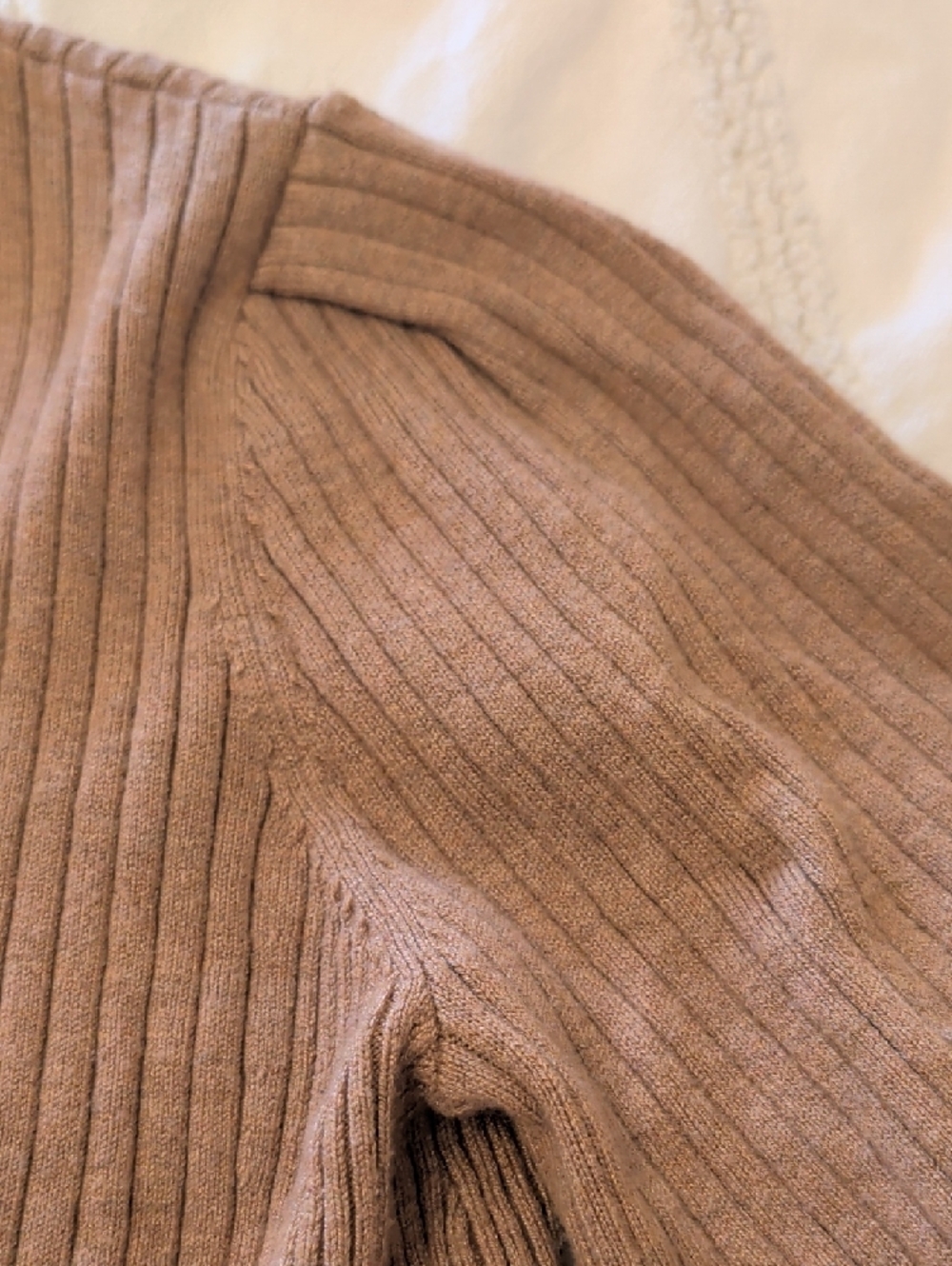 RW&CO. Ribbed V-Neck Sweater in Taupe - Picture 3 of 5